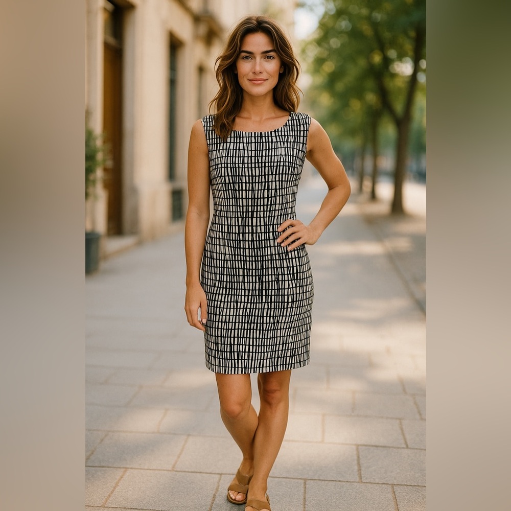 Emma & Michele Black and White Geometric Mini Dress